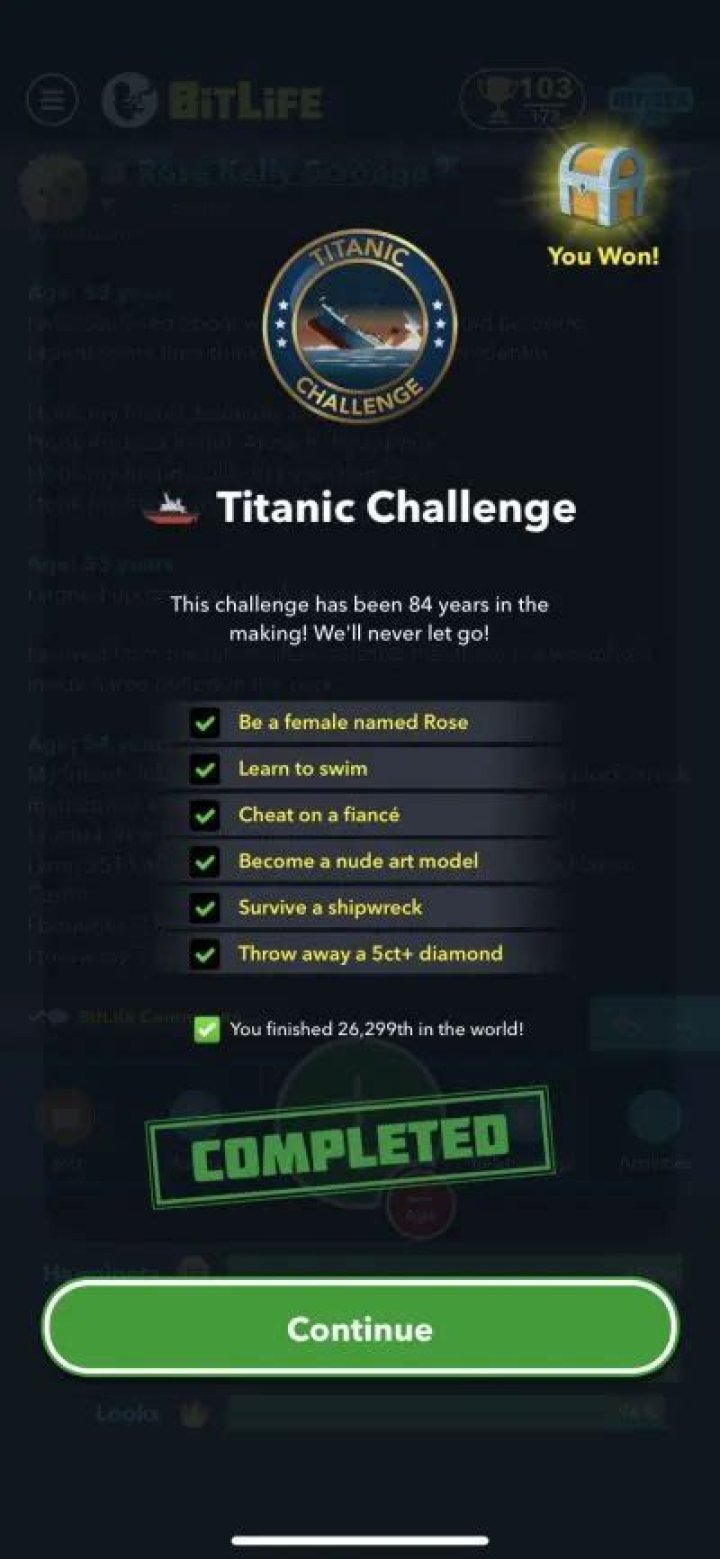 Here's How to Complete the Titanic Challenge in 'BitLife'